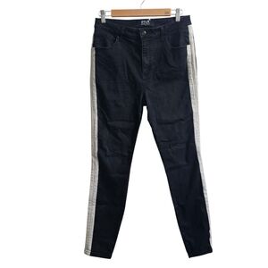 DTLA Striped Highrise Denim Jeans Black White Size 31